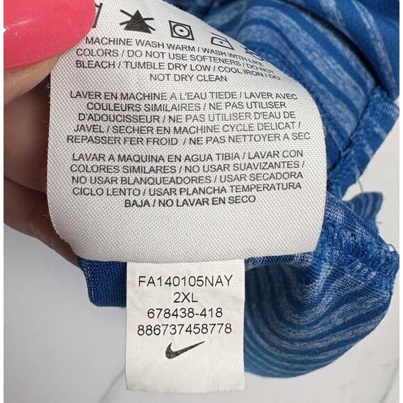 Nike Golf Men's 2XL Polo Shirt Blue Stripe Dri-Fit Tour Performance Short Sleeve - Picture 5 of 5